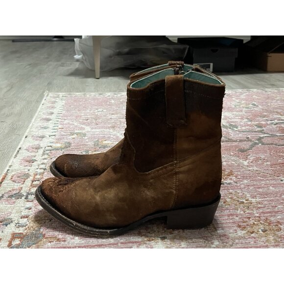 CORRAL Eudora Chocolate-Tan Lamb Abstract Short Top Boot Size 6.5 - Picture 2 of 14